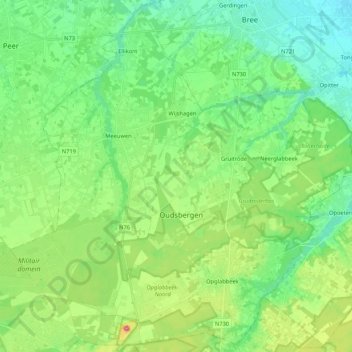 Oudsbergen topographic map, elevation, terrain