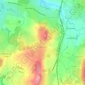 Montain topographic map, elevation, terrain