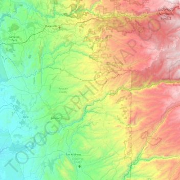 Amador County topographic map, elevation, terrain
