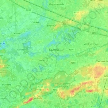 Laakdal topographic map, elevation, terrain