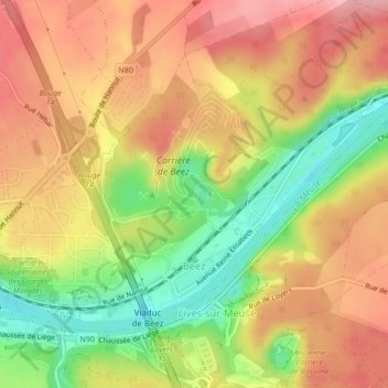 Beez topographic map, elevation, terrain