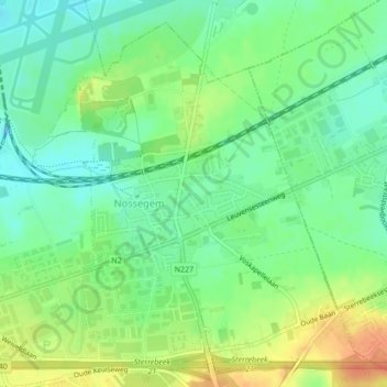 Nossegem topographic map, elevation, terrain