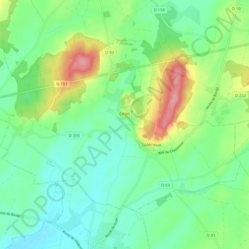 Gron topographic map, elevation, terrain