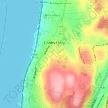 Village of Dobbs Ferry topographic map, elevation, terrain