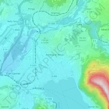 Annecy-le-Vieux topographic map, elevation, terrain