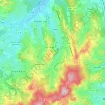 La Vineuse sur Fregande topographic map, elevation, terrain