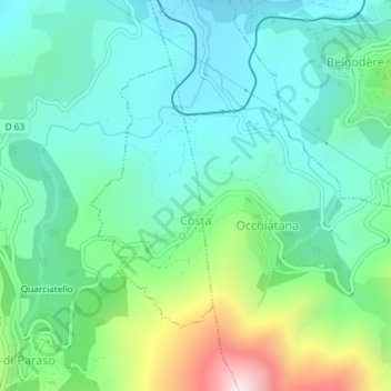 Costa topographic map, elevation, terrain