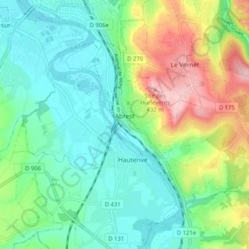 Abrest topographic map, elevation, terrain