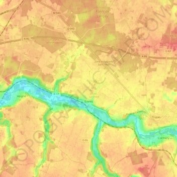 Esvres topographic map, elevation, terrain