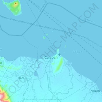 Calapan topographic map, elevation, terrain