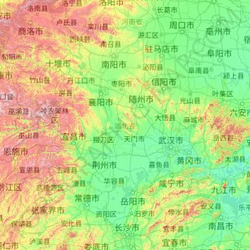 湖北省 topographic map, elevation, terrain