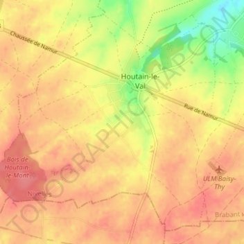 Houtain-le-Val topographic map, elevation, terrain