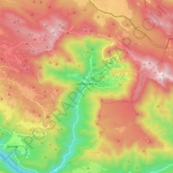 Vallepietra topographic map, elevation, terrain