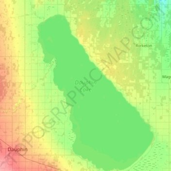 Dauphin Lake topographic map, elevation, terrain