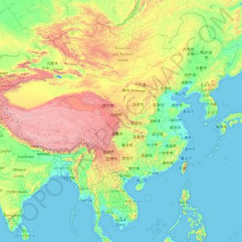China topographic map, elevation, terrain