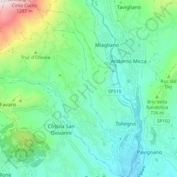 Pralungo topographic map, elevation, terrain