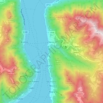 Nesso topographic map, elevation, terrain