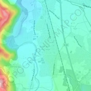 Saint-Jean-du-Falga topographic map, elevation, terrain