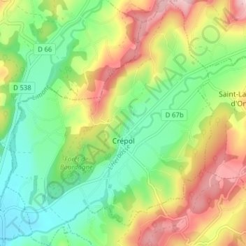 Crépol topographic map, elevation, terrain