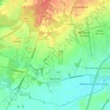 Marcham topographic map, elevation, terrain