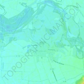 Fretterans topographic map, elevation, terrain