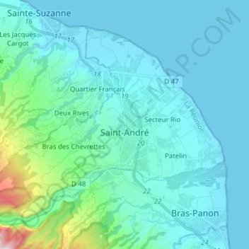 Saint-André topographic map, elevation, terrain
