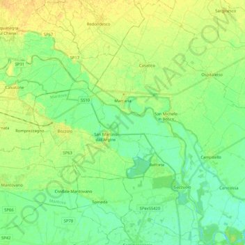 Marcaria topographic map, elevation, terrain