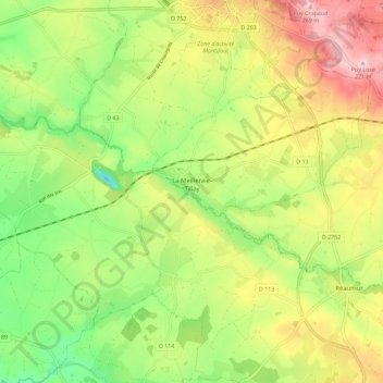 La Meilleraie-Tillay topographic map, elevation, terrain