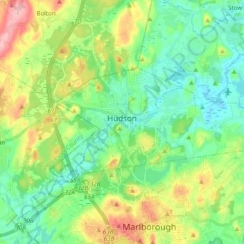 Hudson topographic map, elevation, terrain