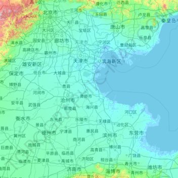 天津市 topographic map, elevation, terrain