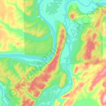 Lena River topographic map, elevation, terrain