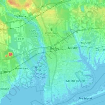 Shirley topographic map, elevation, terrain