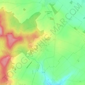 Frémainville topographic map, elevation, terrain