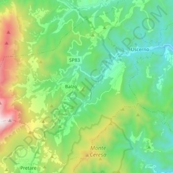 Montegallo topographic map, elevation, terrain