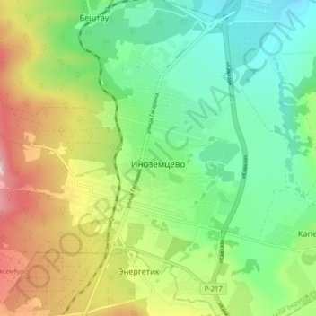 Иноземцево topographic map, elevation, terrain