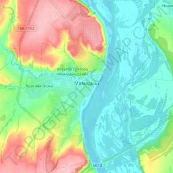 Мамадыш topographic map, elevation, terrain