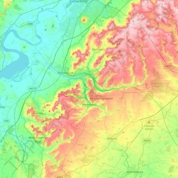 Stroud topographic map, elevation, terrain