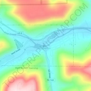 Galeton topographic map, elevation, terrain