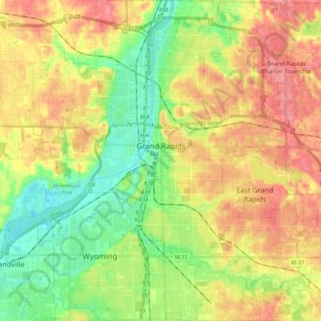 Grand Rapids topographic map, elevation, terrain