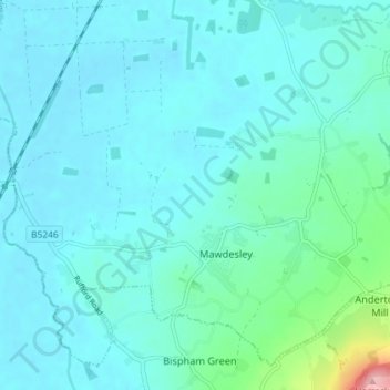 Mawdesley topographic map, elevation, terrain