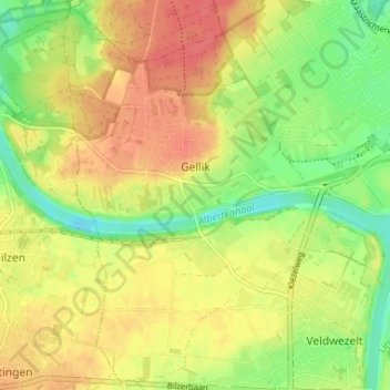 Gellik topographic map, elevation, terrain