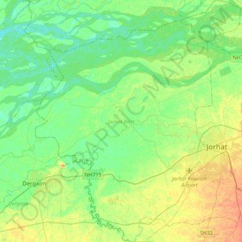Jorhat West topographic map, elevation, terrain