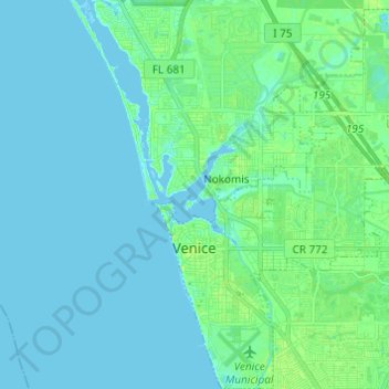 Venice topographic map, elevation, terrain