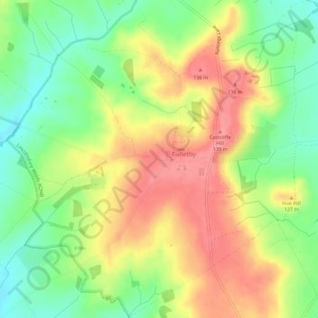 Fulletby topographic map, elevation, terrain