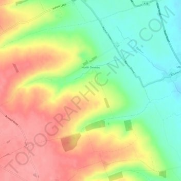 North Ormsby topographic map, elevation, terrain