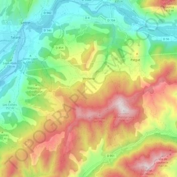 Venterol topographic map, elevation, terrain