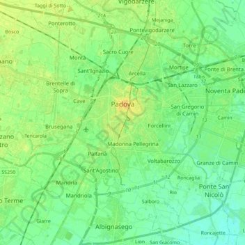 Padua topographic map, elevation, terrain