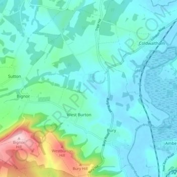 Bury topographic map, elevation, terrain