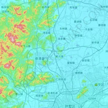 德清县 topographic map, elevation, terrain