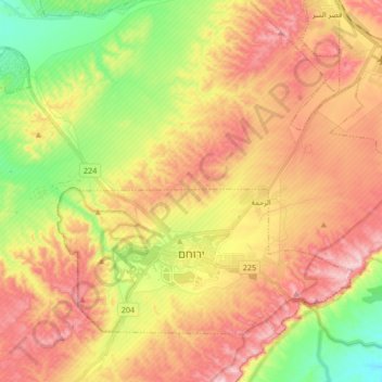 Yeruham topographic map, elevation, terrain